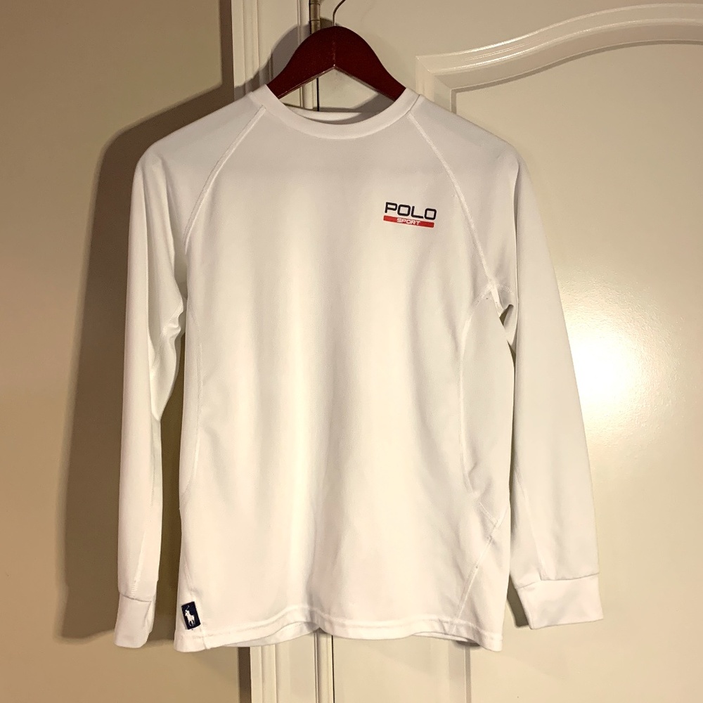 Polo Boys Sport Performance White Long Sleeve Shirt Size Large
